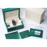 UNWORN ROLEX AIR KING REFERENCE 116900 STICKERS BOX AND PAPERS 2018, circular black dial with arabic