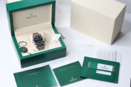 UNWORN ROLEX AIR KING REFERENCE 116900 STICKERS BOX AND PAPERS 2018, circular black dial with arabic