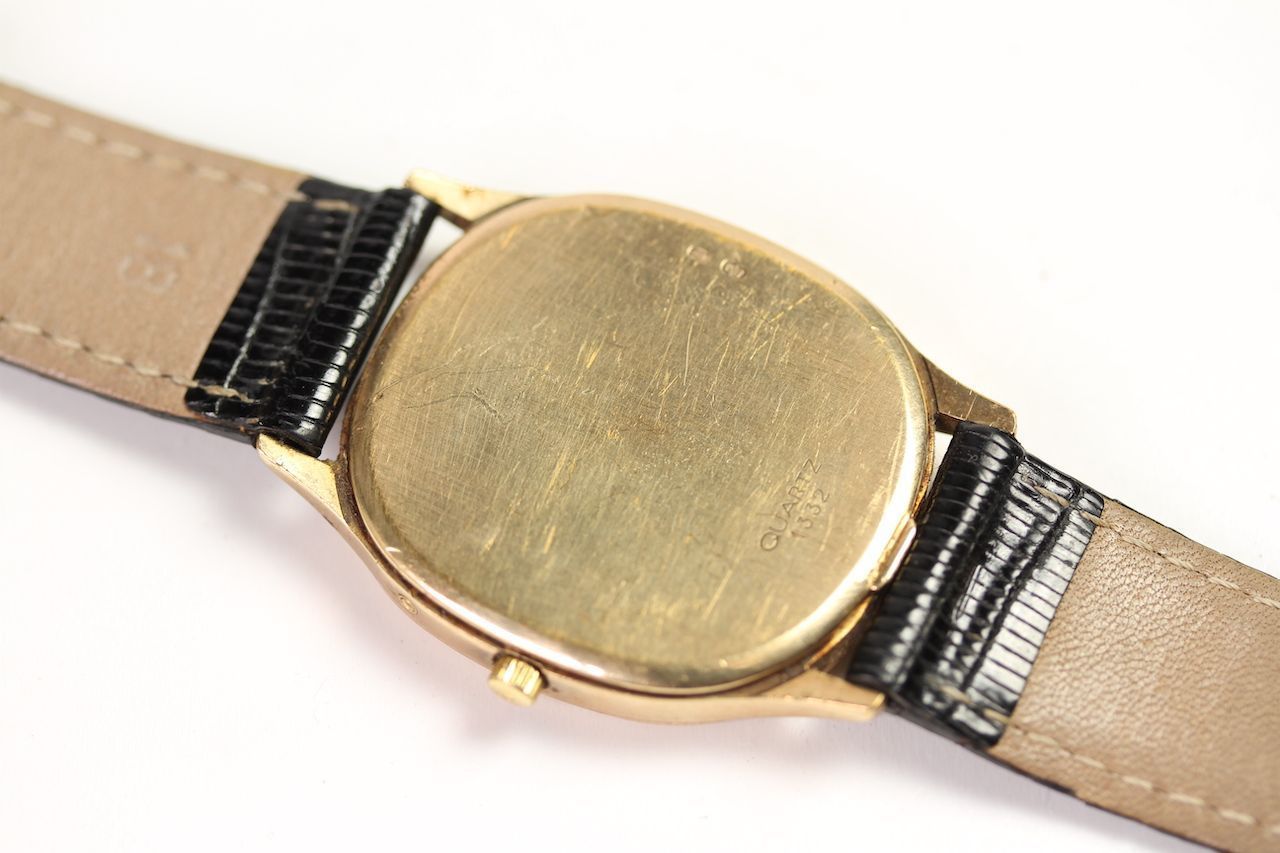 VINTAGE 9CT OMEGA DRESS WATCH REFERENCE 192.0065, grey textured dial, baton hour markers, date - Image 2 of 3