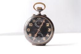 RARE VINTAGE ZENITH ALARM POCKET WATCH, circular black dial with arabic numeral hour markers,