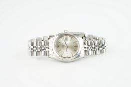 LADIES ROLEX OYSTER PERPETUAL DATE WRISTWATCH, circular silver dial with silver stick hour markers