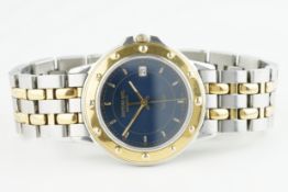 GENTLEMENS RAYMOND WEIL TANGO WRISTWATCH, circular blue dial with gold hour markers and hands,