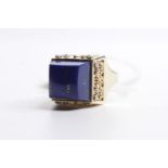 Lapis Lazuli & Diamond Ring, centre set with a square lapis lazuli stone, diamond detail to the