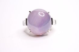 Star Sapphire Ring W/CGL Certificate, no indication of heat treatment, 45.20ct oval cabochon