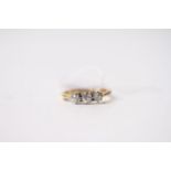 3 Stone Diamond Ring, set with 3 round diamonds, claw set, 18ct yellow gold, size N, 2.5.g