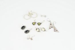 7 PAIRS OF STERLING SILVER EARRINGS, 7 pairs of sterling silver earrings, approx. weight 52g. (21)