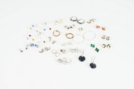 25+ PAIRS OF STERLING SILVER EARRINGS, approx. 25 pairs of sterling silver earrings, approx.