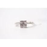 Diamond Square Cluster Ring, set with baguette and round brilliant cut diamonds, 18ct white gold,