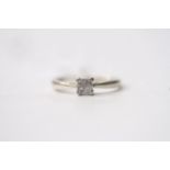 Princess Cut Diamond Ring, set with 4 princess cut diamonds, 9ct white gold, size N, 0.15ct total