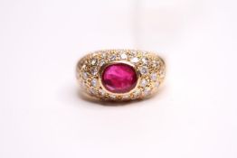 Ruby & Diamond Bombe Ring, size M1/2.