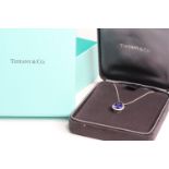 Tiffany & Co Tanzanite & Diamond Pear Shaped Pendant, pear shaped tanzanite, claw set, surrounded by