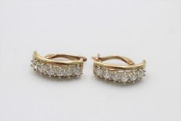 10ct gold vintage clear gemstone half hoop clip-on earrings (4.3g)