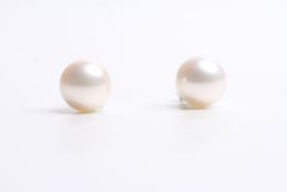 Pair of Tiffany & Co Pearl Stud Earrings, sterling silver butterfly backs.