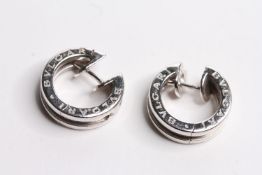 Pair of Bvlgari B.Zero1 Huggie Earrings, stamped 18ct white gold.