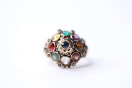 Multi Gem Ring, 18ct yellow gold, size P1/2, 5.9g.