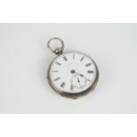 VINTAGE J. W. BENSON SILVER POCKET WATCH, circular white dial with roman numerals and hands, 48mm