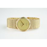 GENTLEMENS BUECHE-GIROD 9CT GOLD WRISTWATCH, circular gold dial with dauphine hands, 35.5mm 9ct gold