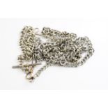 GROUP OF 5 ALBERT CHAINS, group of 5 white metal albert chains, untested, gross weight 124.58g.***