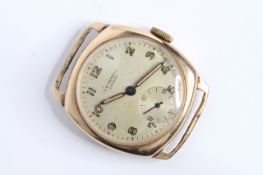 * TO BE SOLD WITHOUT RESERVE* VINTAGE J. W. BENSON 9CT WRIST WATCH 12100, circular dial with