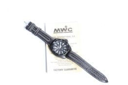 *TO BE SOLD WITHOUT RESERVE* MWC AUTOMATIC MILITARY STYLE DIVE WATCH WITH GUARANTEE CARD, black dial