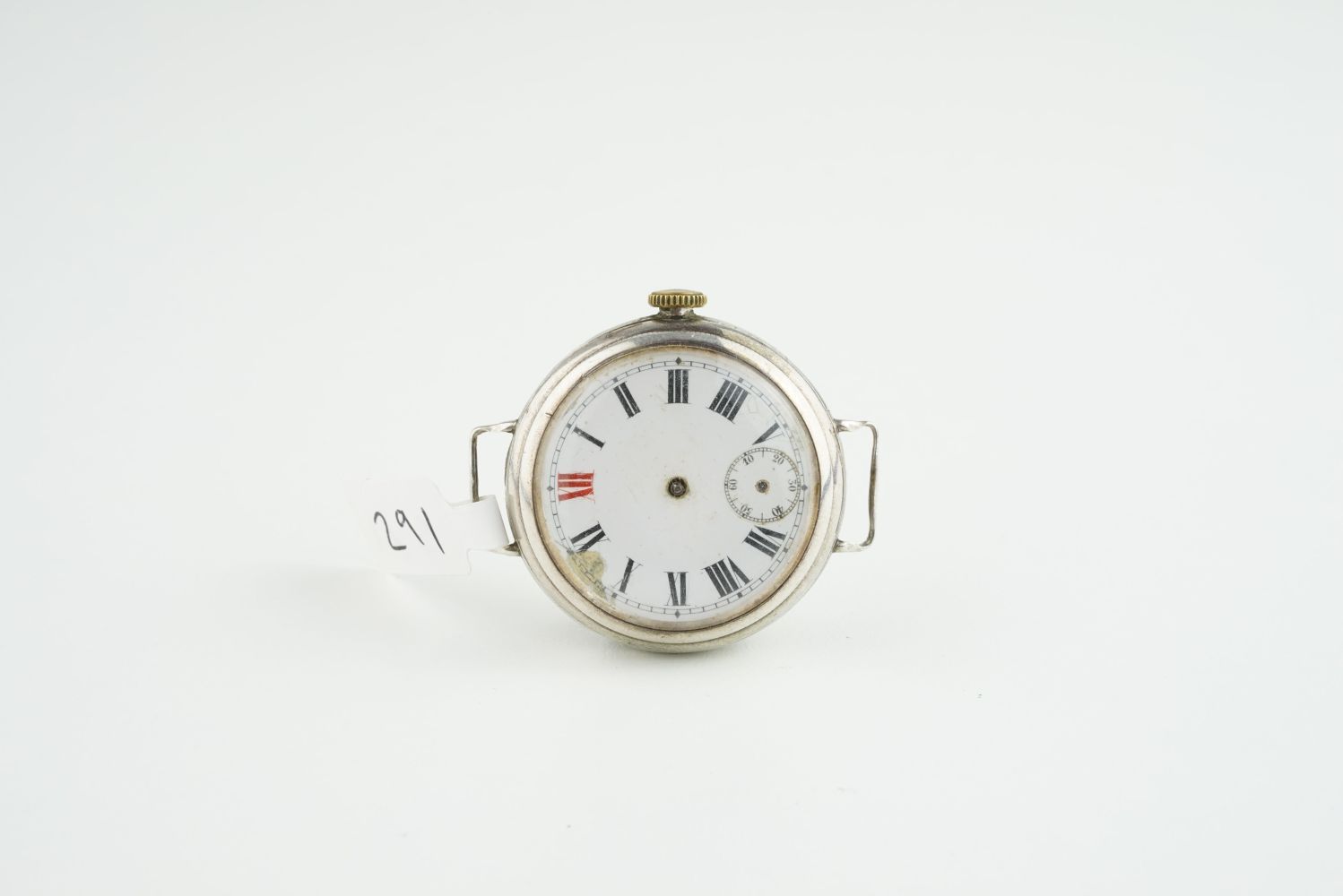 GENTLEMENS ROLEX SILVER TRENCH WW1 WRISTWATCH CIRCA 1914, circular white dial with roman numeral