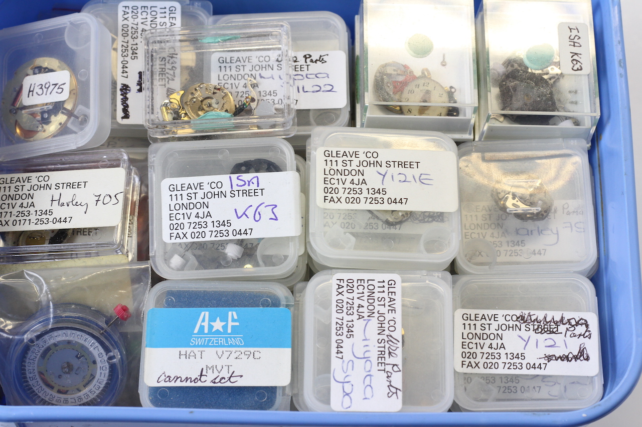 * TO BE SOLD WITHOUT RESERVE* 4x tubs of watch parts, movements and misc, most boxed / bagged and - Image 9 of 12