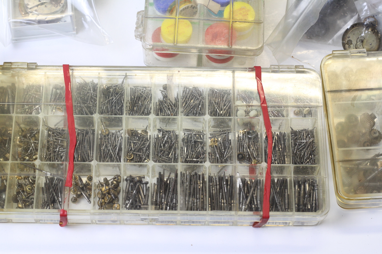 * TO BE SOLD WITHOUT RESERVE* A large box of vintage watch parts, dials and movements, including - Image 6 of 7