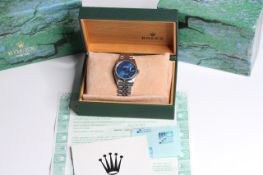 ROLEX OYSTER PERPETUAL DATEJUST BLUE ARABIC JUBILEE DIAL FULL SET REFERENCE 16200 CIRCA 1996, blue