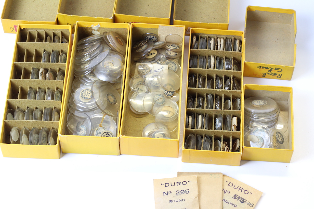 * TO BE SOLD WITHOUT RESERVE* 4x Dennison boxes of watch and pocket watch vintage glass / perspex, - Image 2 of 3