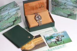 ROLEX OYSTER PERPETUAL DATEJUST DIAMOND DOT DIAL REFERENCE 16233 FULL SET, silver dial with