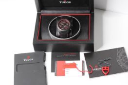 TUDOR FASTRIDER BLACK SHIELD CERAMIC REFERENCE 42000CR CIRCA 2015, red hour markers, tachymeter