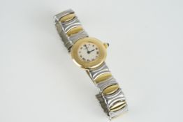 LADIES CARTIER BAIGNOIRE RHONDE 18CT GOLD WRISTWATCH REF. 8057, circular off white dial with gin