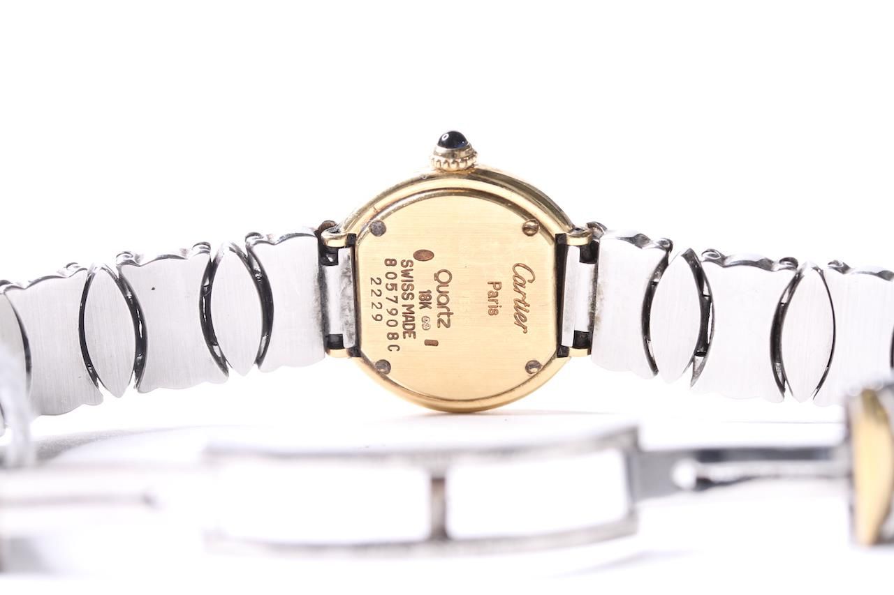 CARTIER BAIGNOIRE RHONDE STEEL AND 18CT GOLD, circular white dial with roman numeral hour markers, - Image 4 of 4