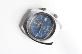 *TO BE SOLD WITHOUT RESERVE* VINTAGE MEMOSTAR ALARM, blue cushion dial, extended minute markers,