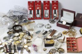 * TO BE SOLD WITHOUT RESERVE* A LARGE BOX OF MISC MODERN AND VINTAGE WATCHES, PARTS AND NOS QUARTZ