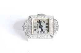 ART DECO MAPPIN DIAMOND SET PLATINUM COCKTAIL WATCH, square dial with Arabic numerals, diamond set