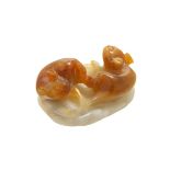 WHITE AND YELLOW JADE CARVED MICE