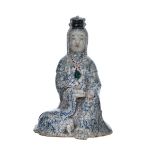 BLUE AND WHITE CRACKLE FIGURE OF GUAN YIN
