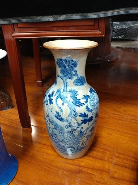 BLUE AND WHITE LONGEVITY VASE - Image 7 of 11