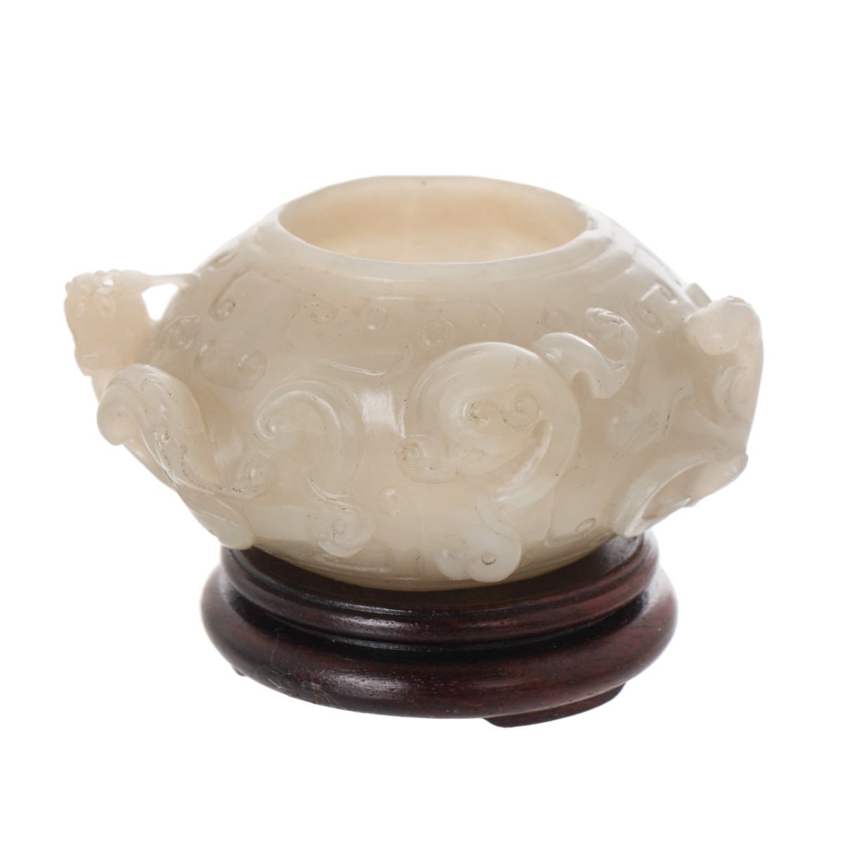 A WHITE JADE INKWELL WITH STAND
