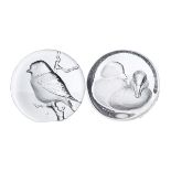 PAIR OF CRYSTAL BIRD PAPER WEIGHTS