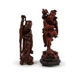 PAIR OF CHINESE WOOD CARVED FIGURES