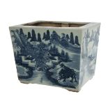 CHINESE BLUE AND WHITE PORCELAIN SQUARE PLANTER