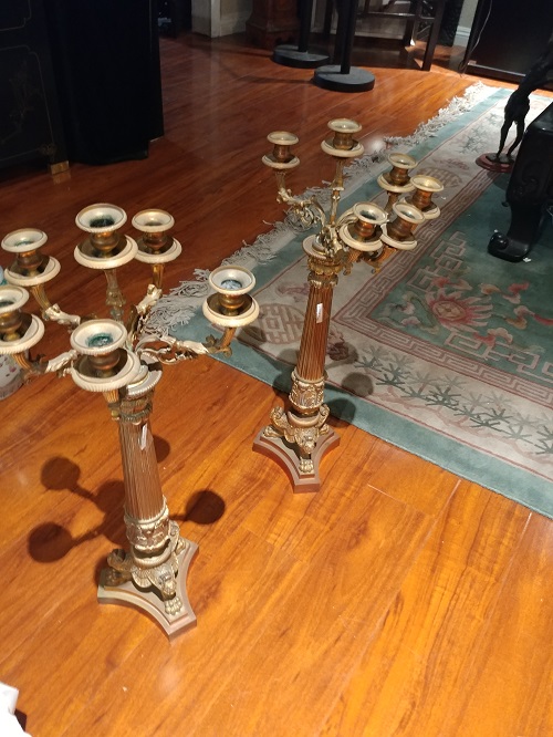PAIR OF BRASS CANDELABRAS - Image 4 of 4