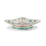 A CHINESE FAMILLE ROSE RAISED LOBED DISH