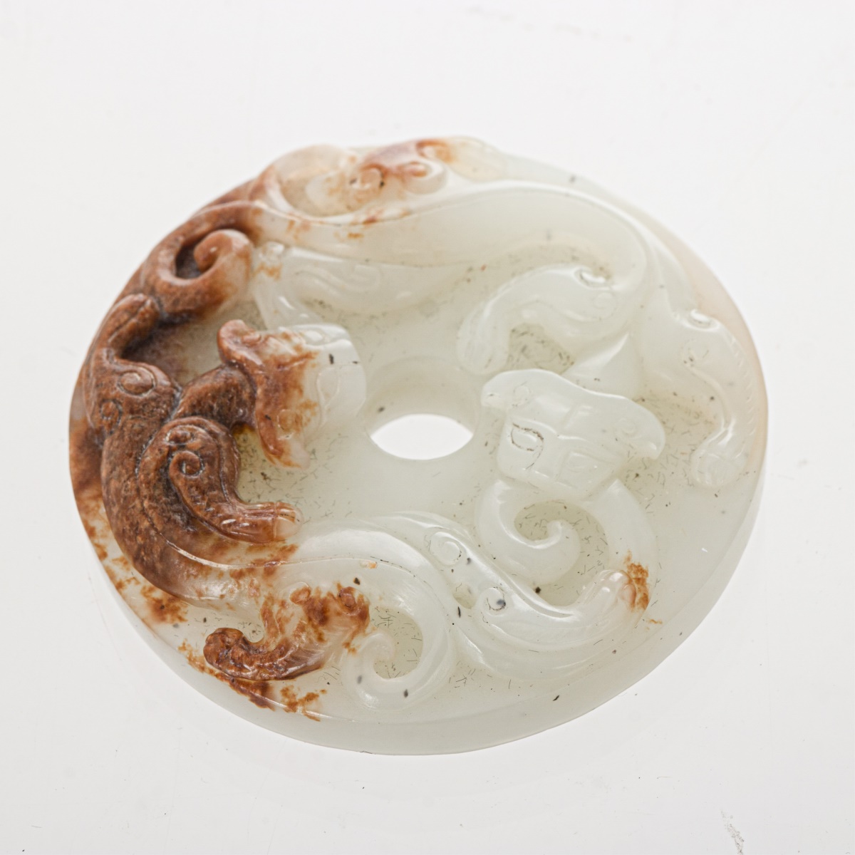 PAIR OF WHITE AND YELLOW JADE BI - Image 2 of 14