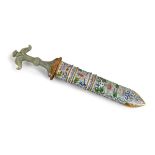 CLOISONNE SCABARD JADE HANDLE DAGGER