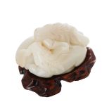 WHITE JADE HORSE TOGGLE WITH STAND