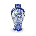 BLUE AND WHITE 'PHOENIX AND PEONY' BALUSTER VASE