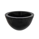 VINTAGE SASAKI BLACK GLASS GEOMETRIC BORDER BOWL